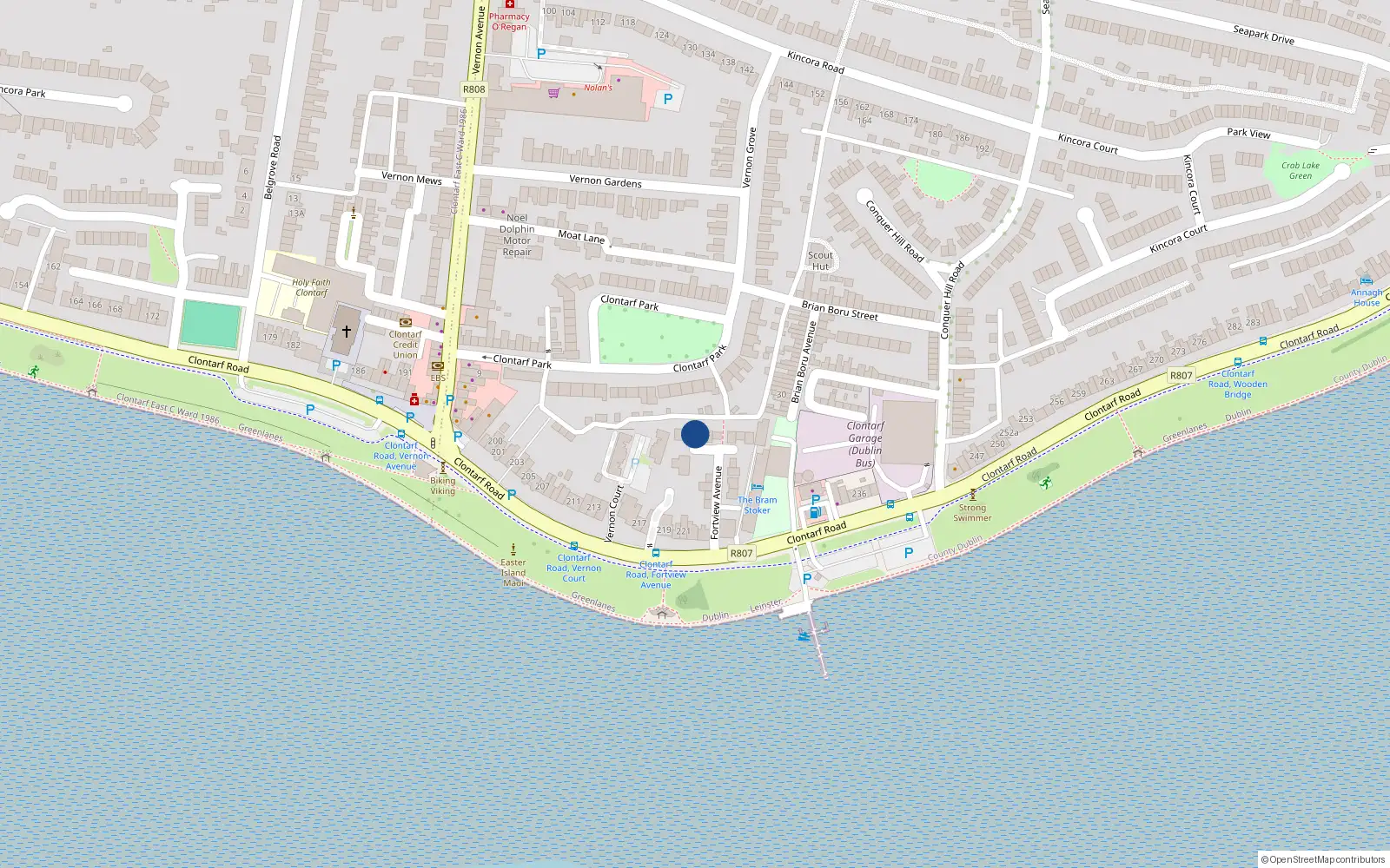 Overhead map showing the location of 8 Fortview Avenue, Dublin 3