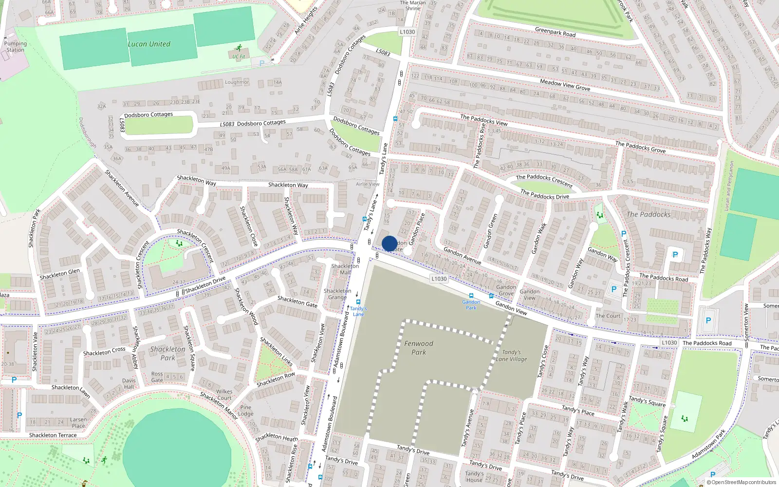 Overhead map showing the location of 8 Gandon Gate, Gandon Place, Lucan