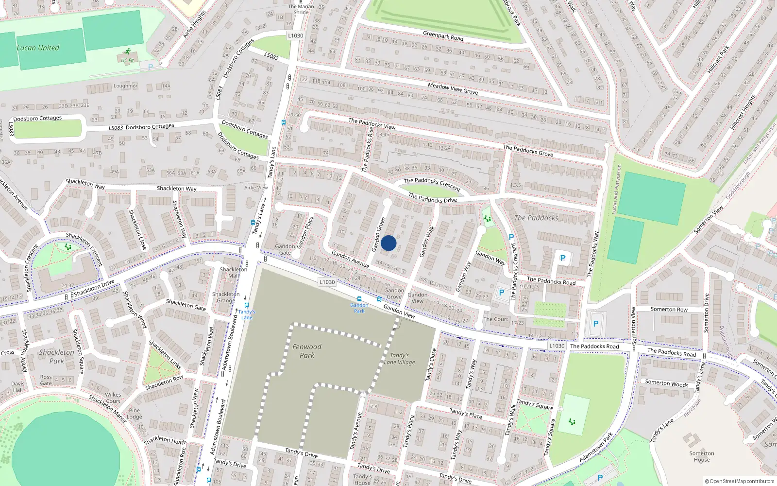 Overhead map showing the location of 8 Gandon Green, Lucan