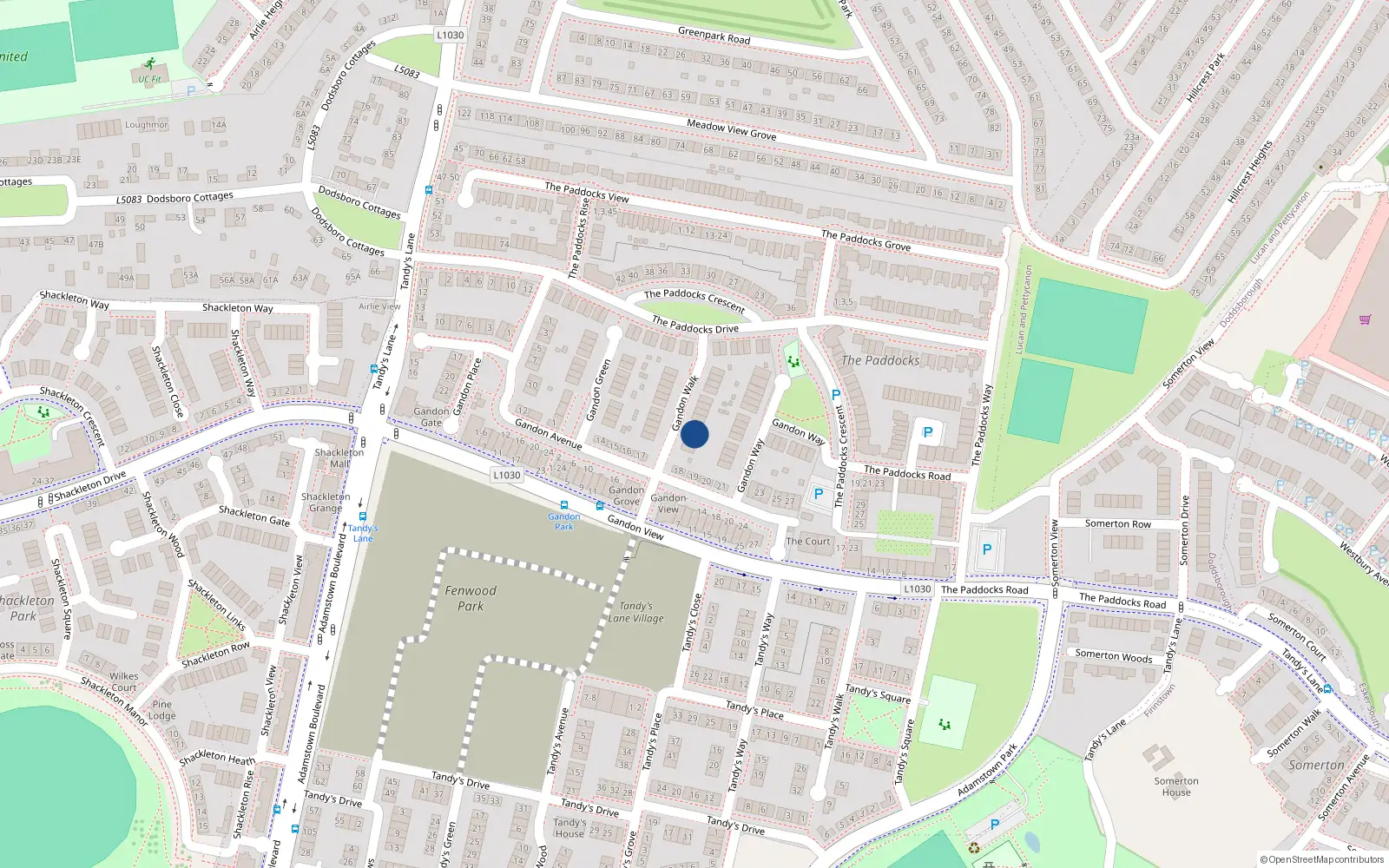 Overhead map showing the location of 8 Gandon Walk, Gandon Park, Lucan