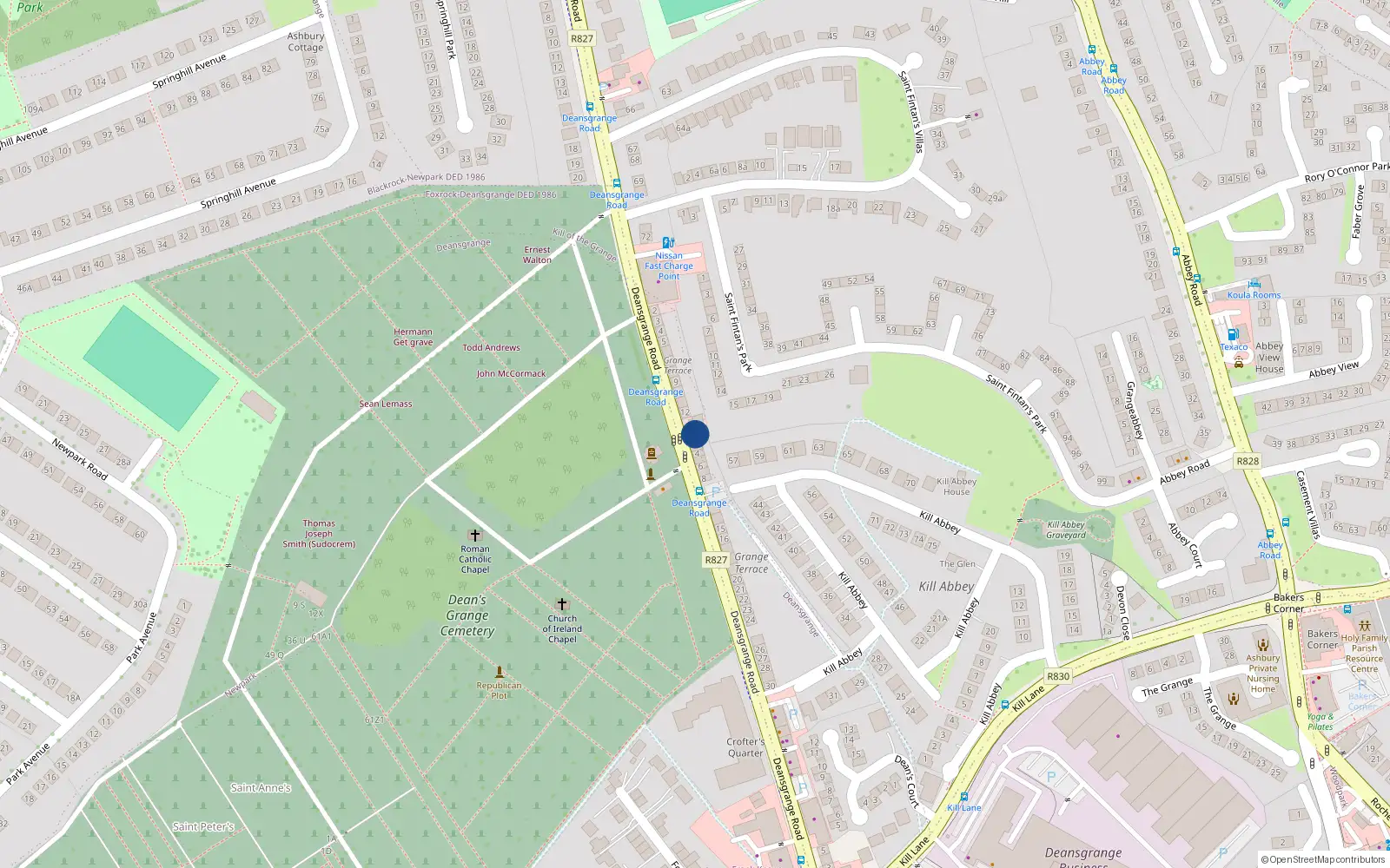 Overhead map showing the location of 8 Glebe Court, Deansgrange Road, Blackrock