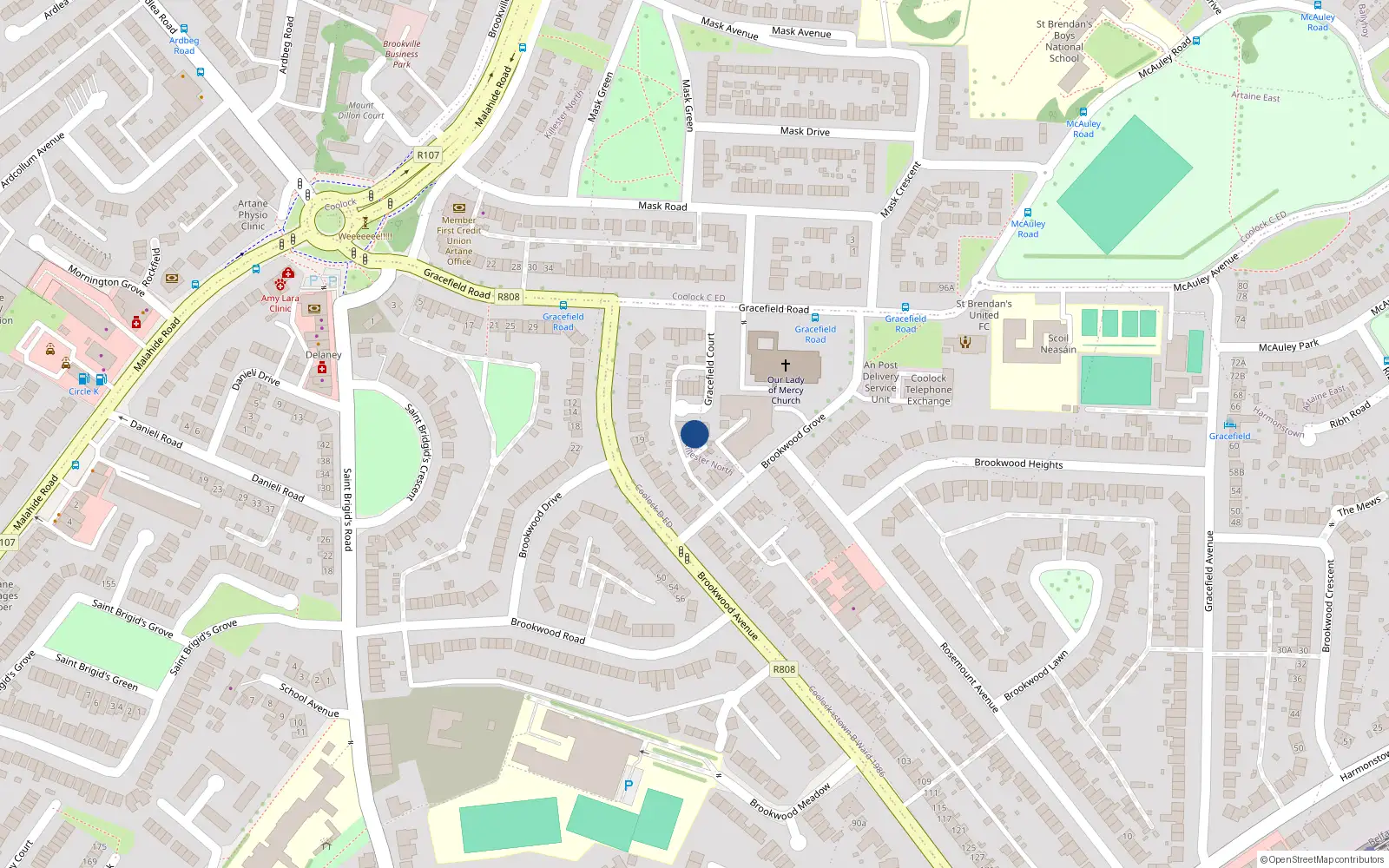 Overhead map showing the location of 8 Gracefield Court, Dublin 5