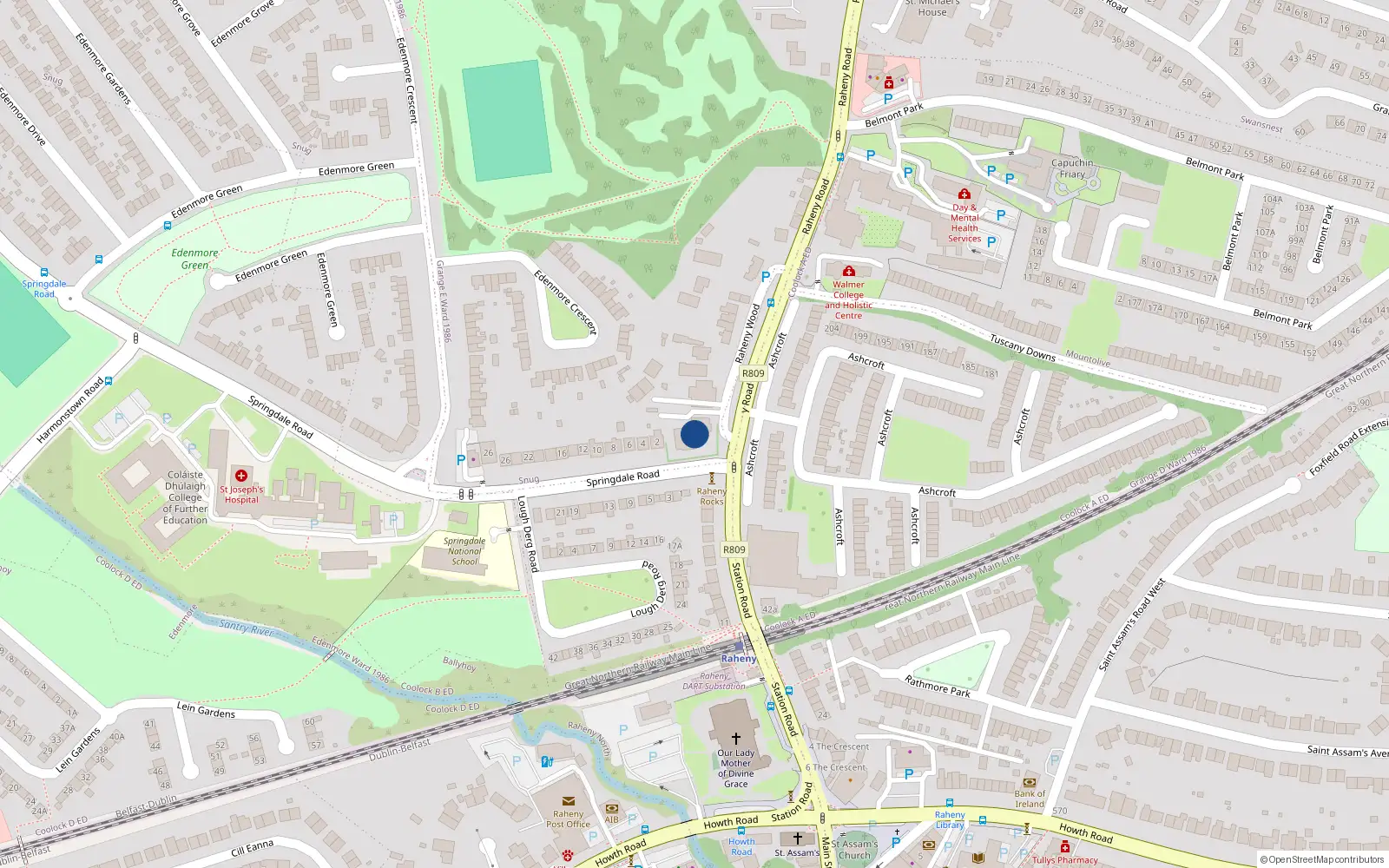 Overhead map showing the location of 8 Grange Hall, 5 Raheny Road, Dublin 5