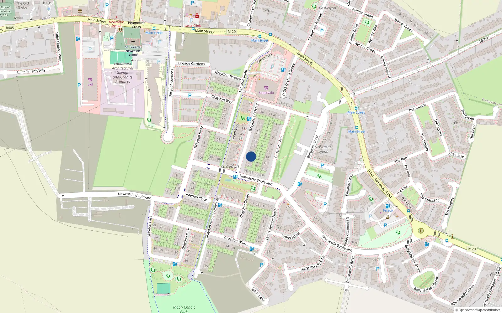 Overhead map showing the location of 8 Graydon Crescent, Newcastle