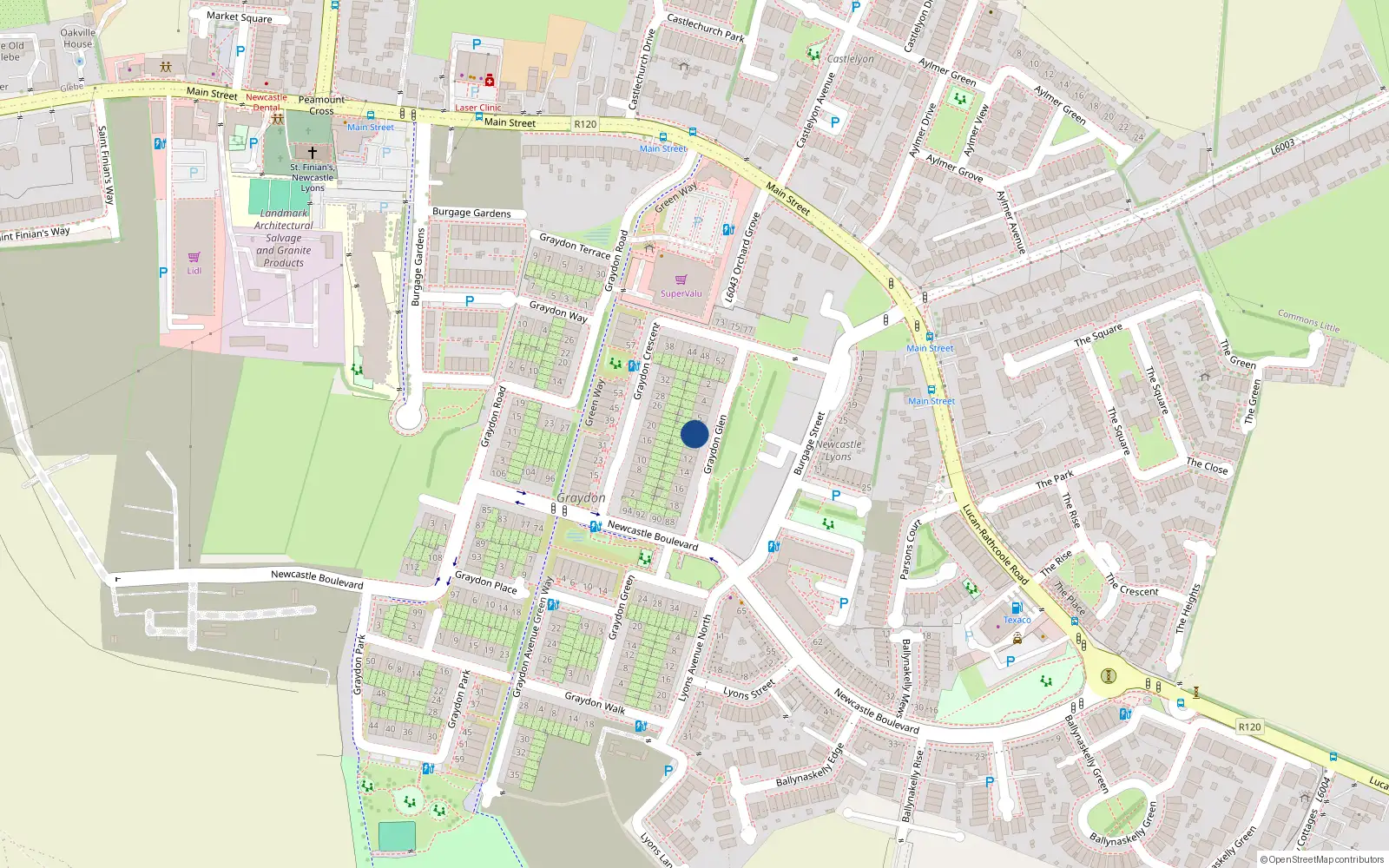 Overhead map showing the location of 8 Graydon Glen, Newcastle