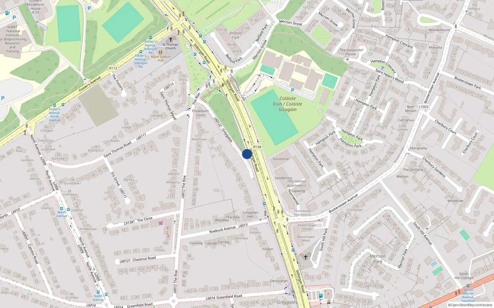 Overhead map showing the location of 8 Greygates, Mount Merrion
