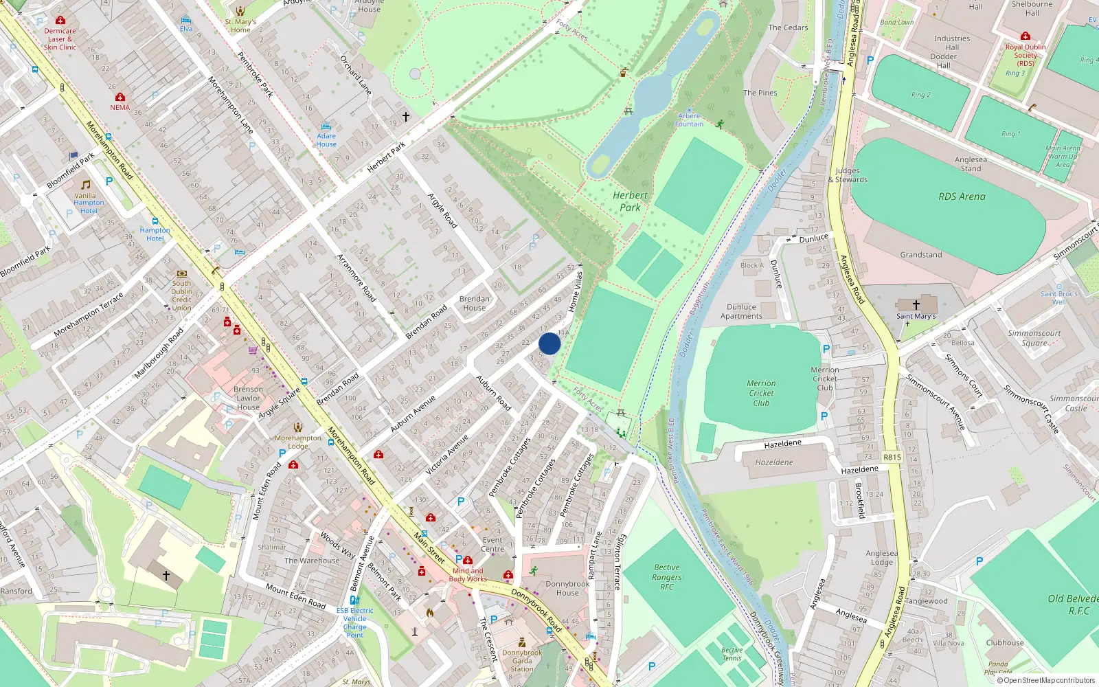 Overhead map showing the location of 8 Home Villas, Dublin