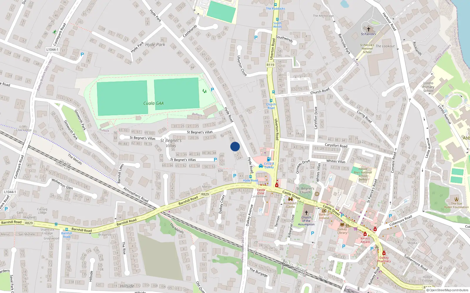 Overhead map showing the location of 8 Hyde Road, Co. Dublin