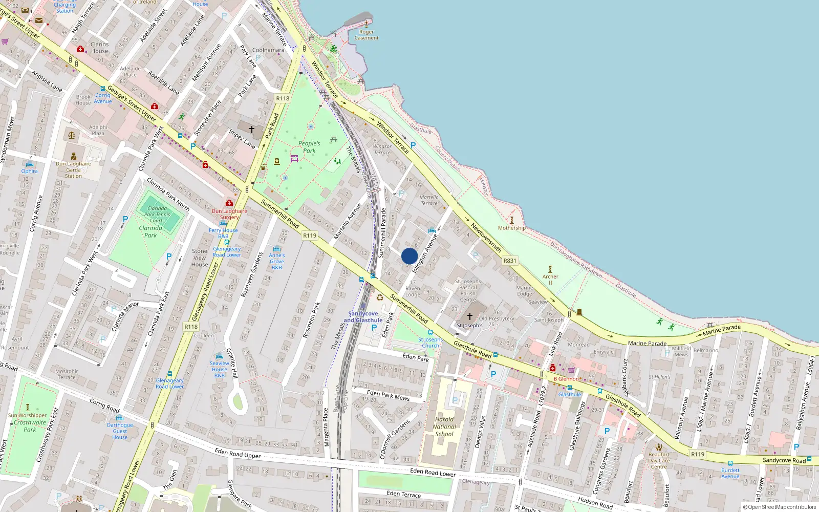 Overhead map showing the location of 8 Islington Avenue, Dublin