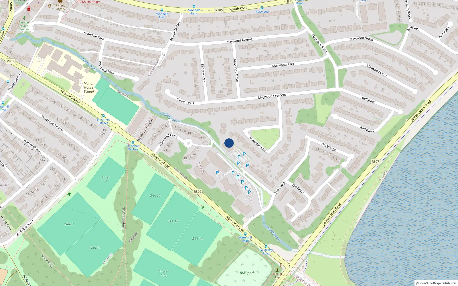 Overhead map showing the location of 8 Jameson Court, Dublin 5