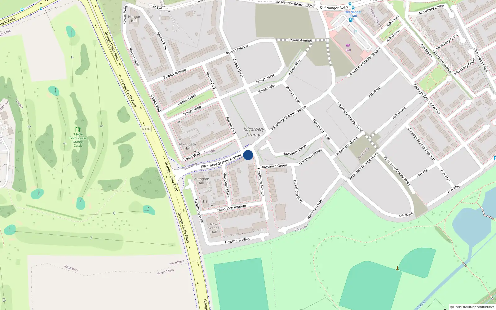Overhead map showing the location of 8 Kilcarbery Grange Avenue, Kilcarbery