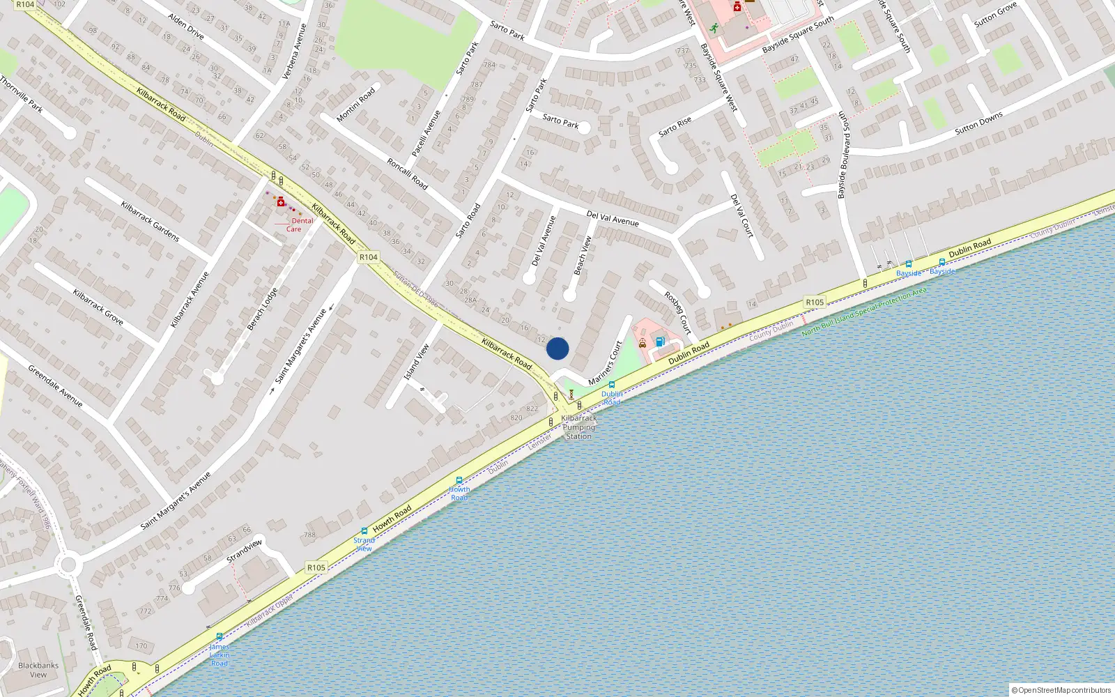 Overhead map showing the location of 8 Killbarack Road, Dublin 5