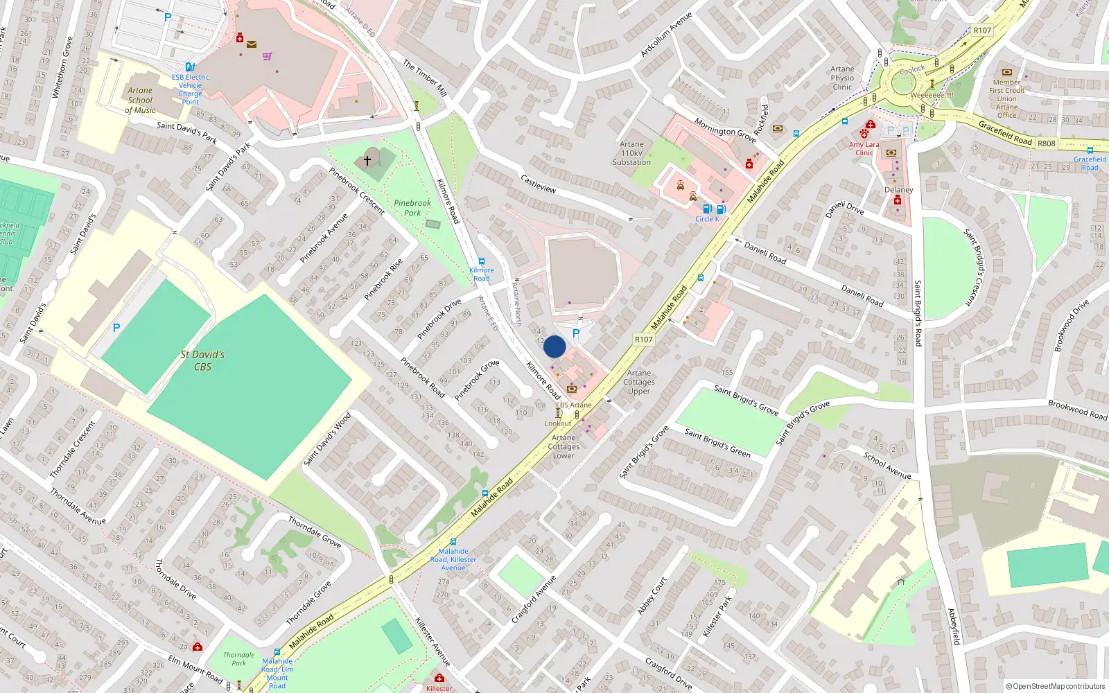 Overhead map showing the location of 8 Kilmore Road, Dublin 5