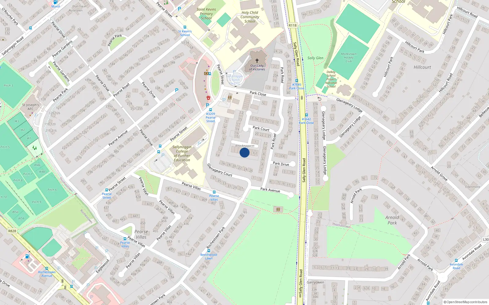 Overhead map showing the location of 8 Knocknagarm Park, Glenageary, County Dublin
