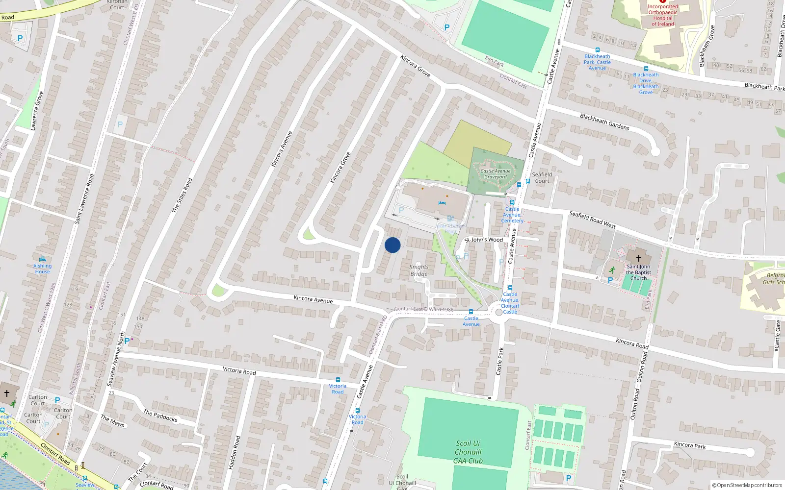 Overhead map showing the location of 8 Lambourne Village, Dublin 3