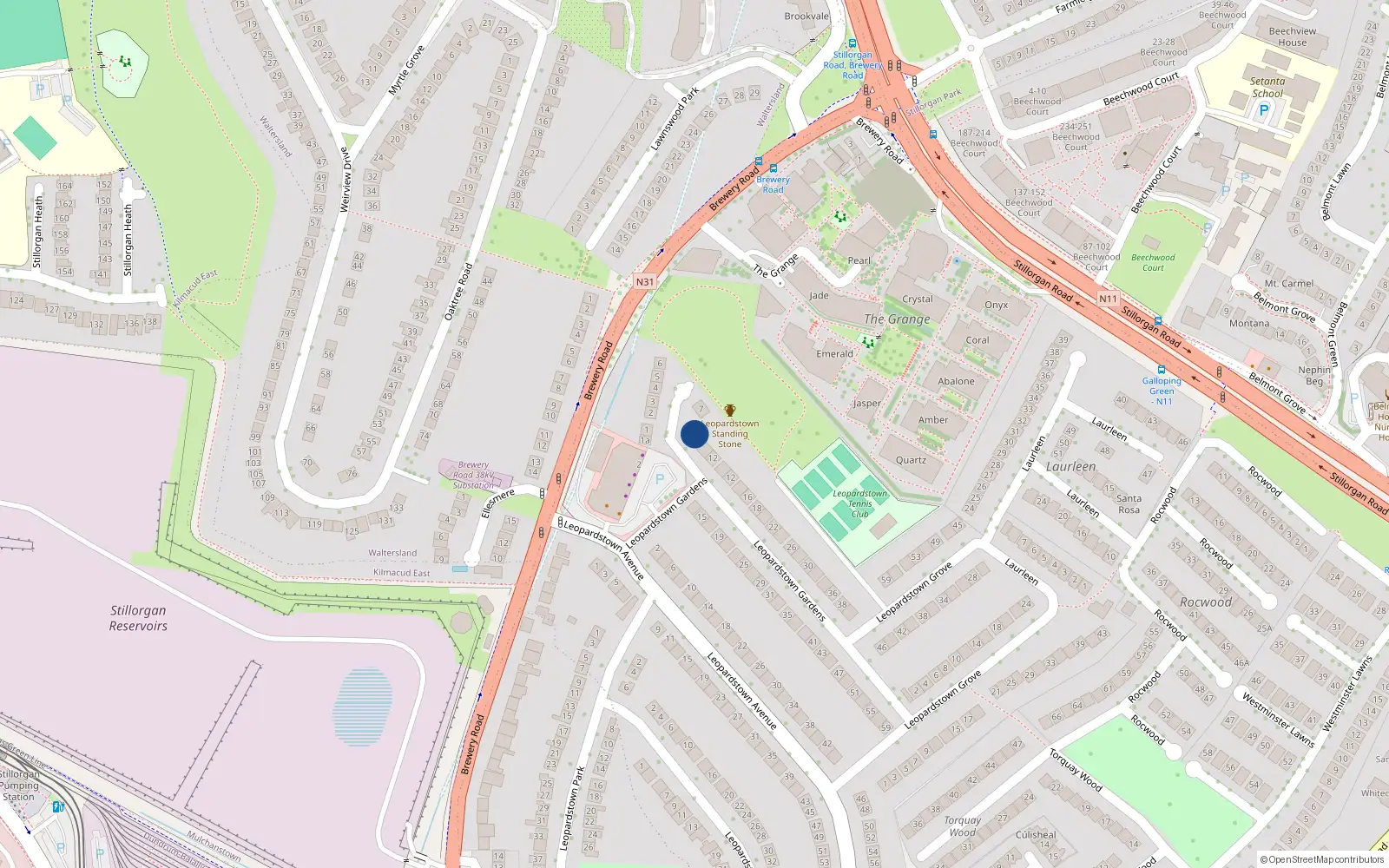 Overhead map showing the location of 8 Leopardstown Oaks, Dublin