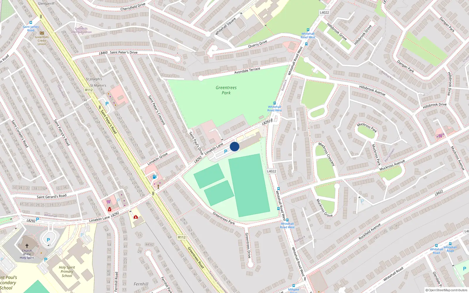 Overhead map showing the location of 8 Limekiln Lane, Greenhills