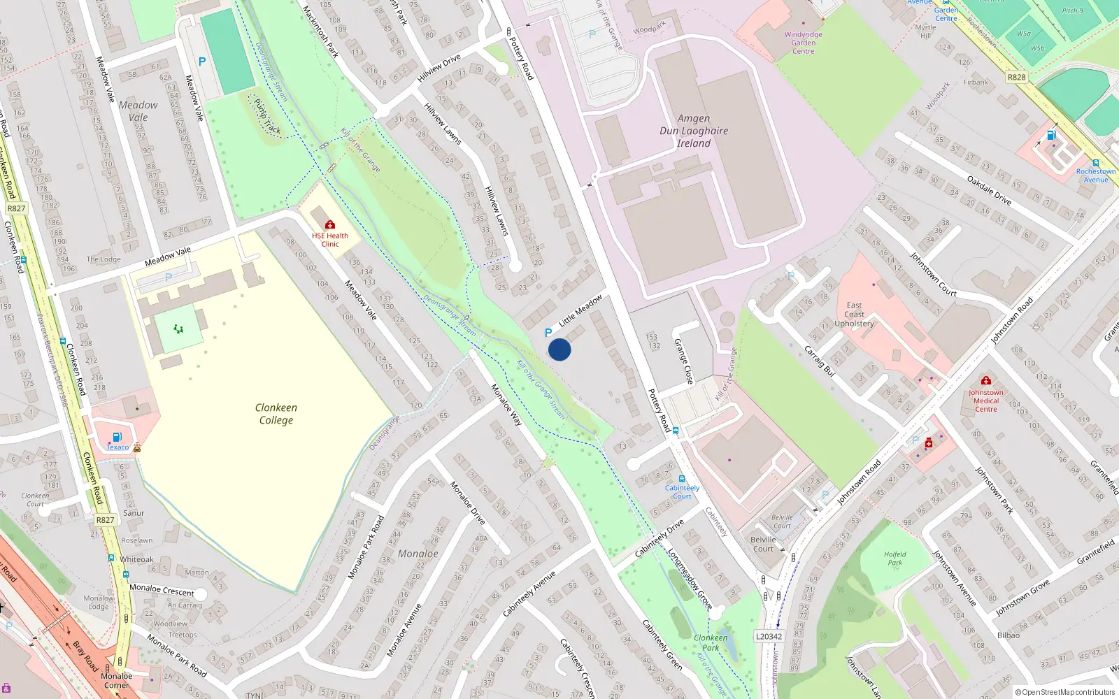 Overhead map showing the location of 8 Littlemeadow, Pottery Road, Dun Laoghaire