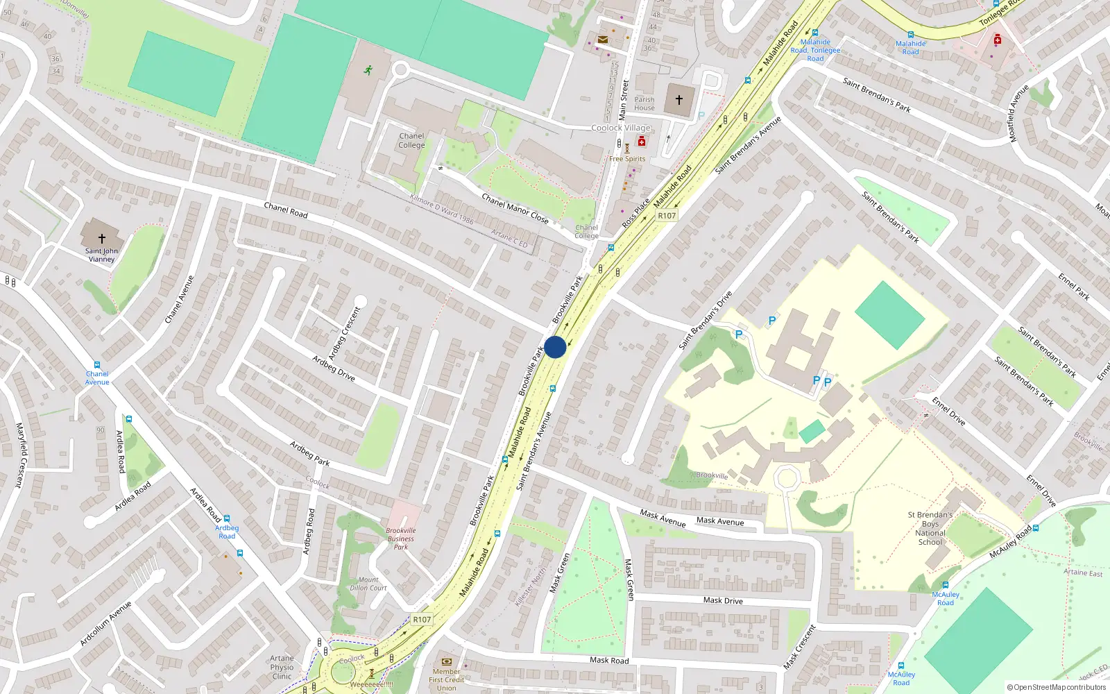 Overhead map showing the location of 8 Lower Artane, Malahide Road, Artane Dublin 5