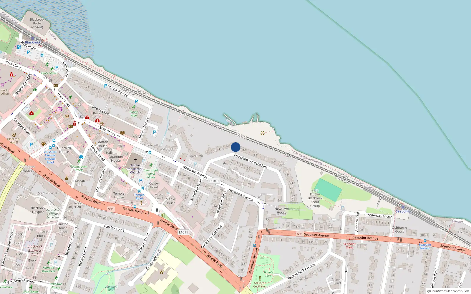 Overhead map showing the location of 8 Maretimo Gardens East, Blackrock