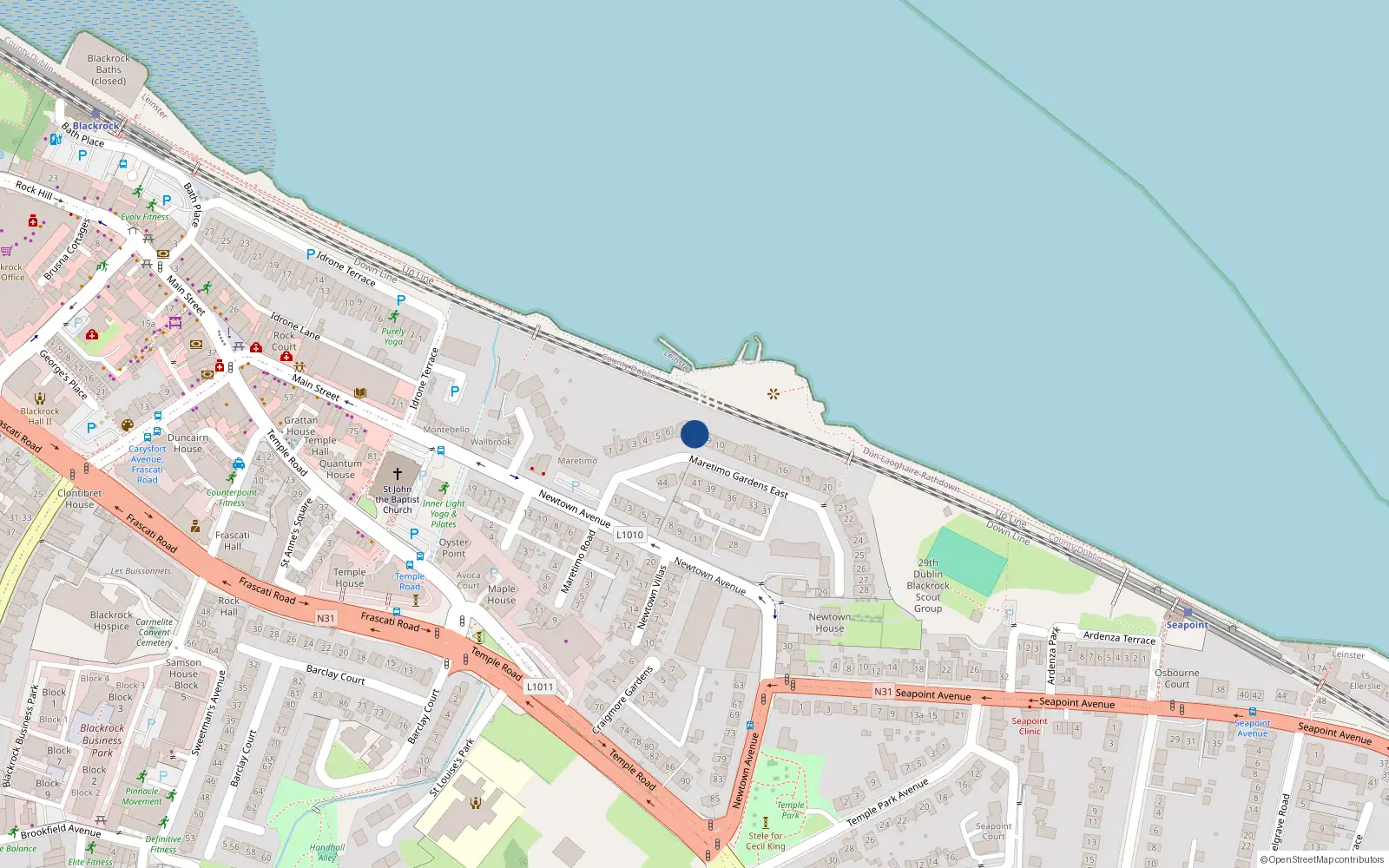 Overhead map showing the location of 8 Maretimo Gardens East, Newtown Blackrock