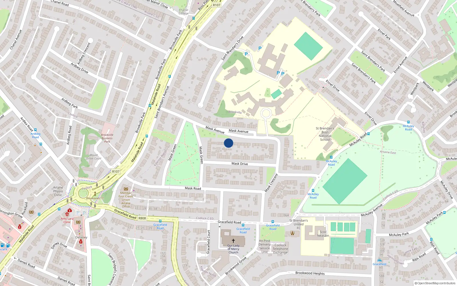 Overhead map showing the location of 8 Mask Avenue, Dublin 5