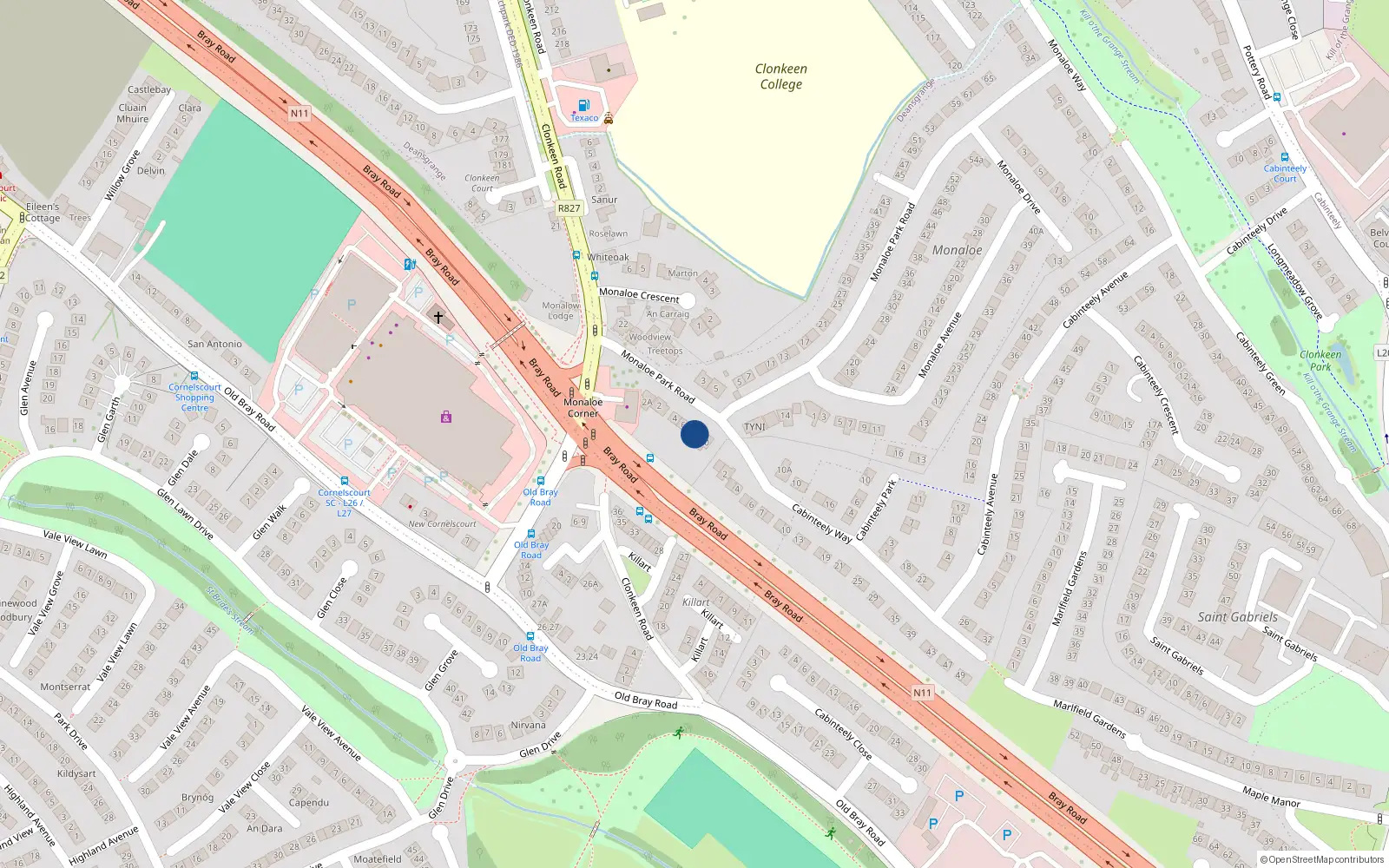 Overhead map showing the location of 8 Monaloe Park Road, Blackrock