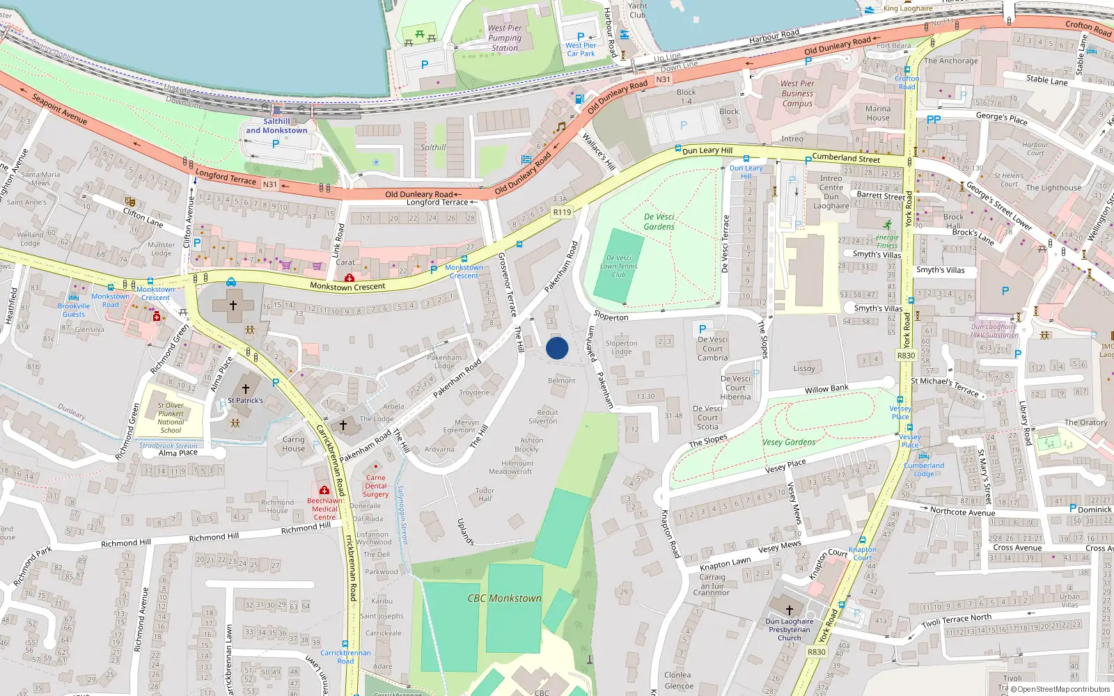 Overhead map showing the location of 8 Monkstown Gate, Pakenham Road, Monkstown