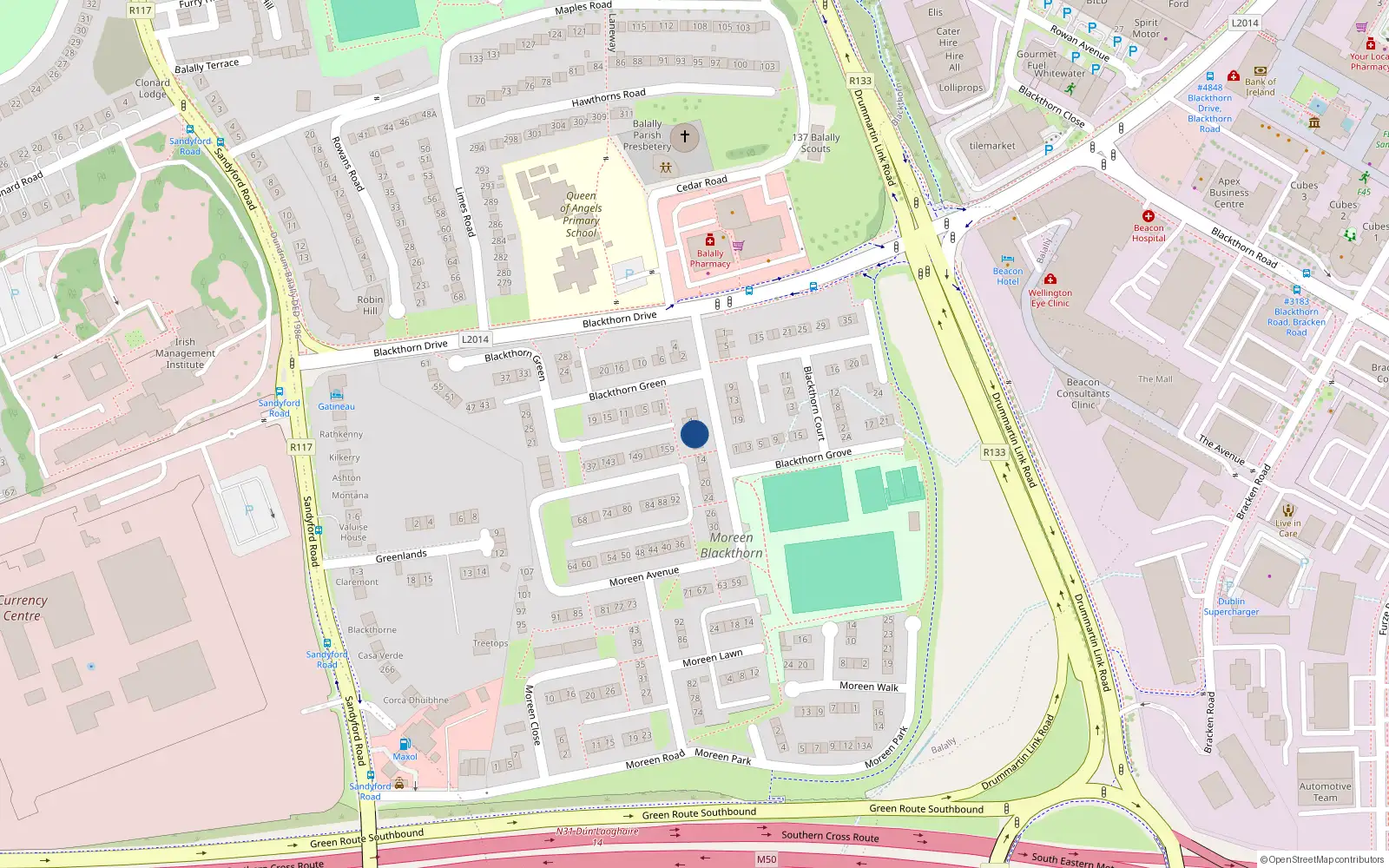 Overhead map showing the location of 8 Moreen Avenue, Dublin 16