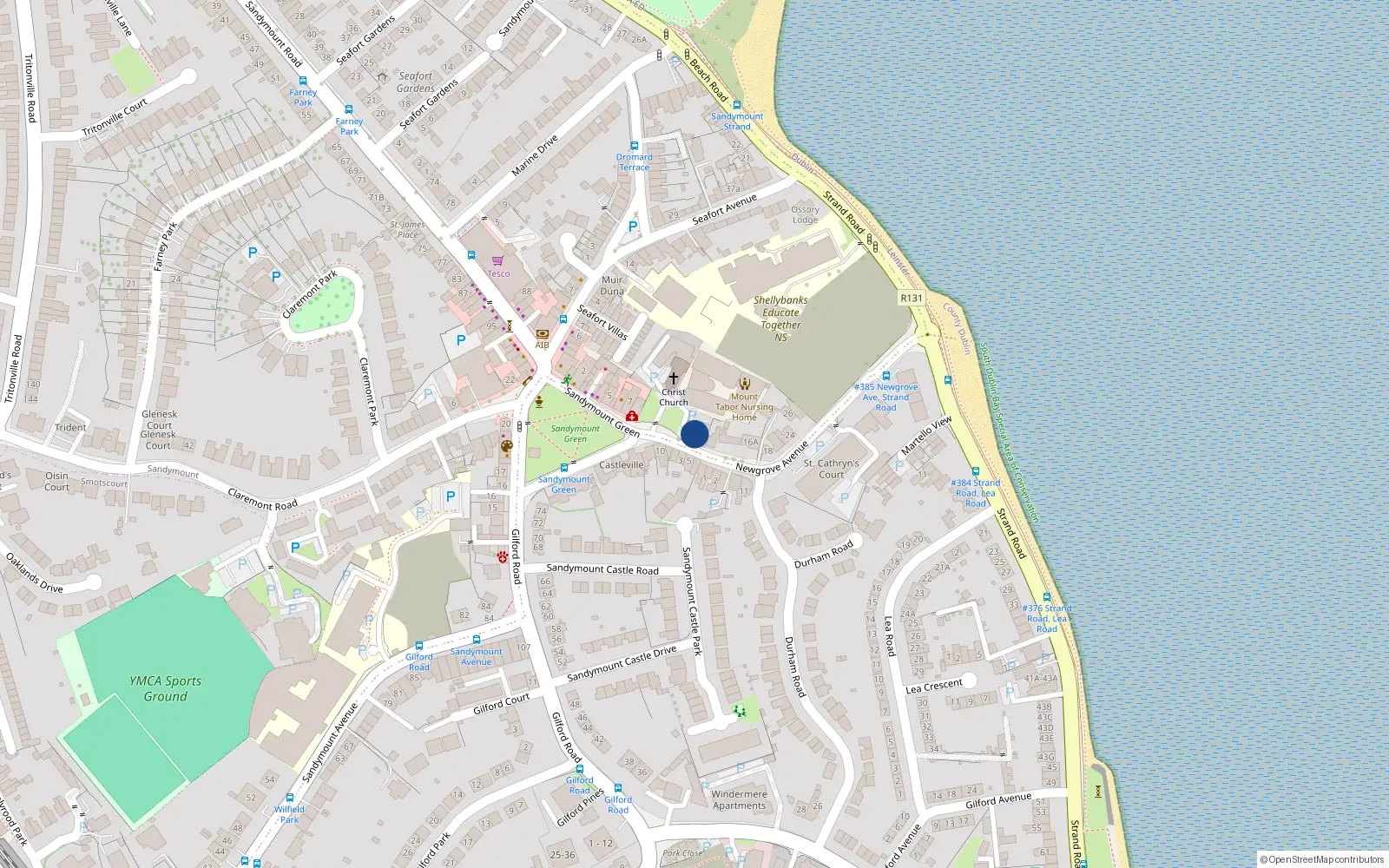 Overhead map showing the location of 8 Newgrove Avenue, Sandymount