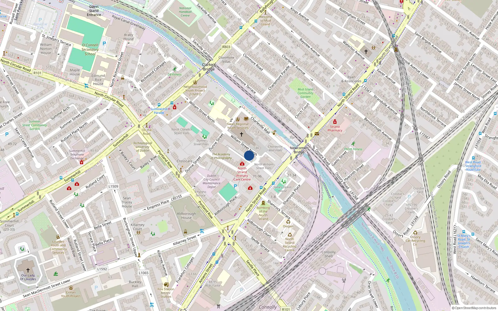 Overhead map showing the location of 8 North William St, North Strand, Dublin 3