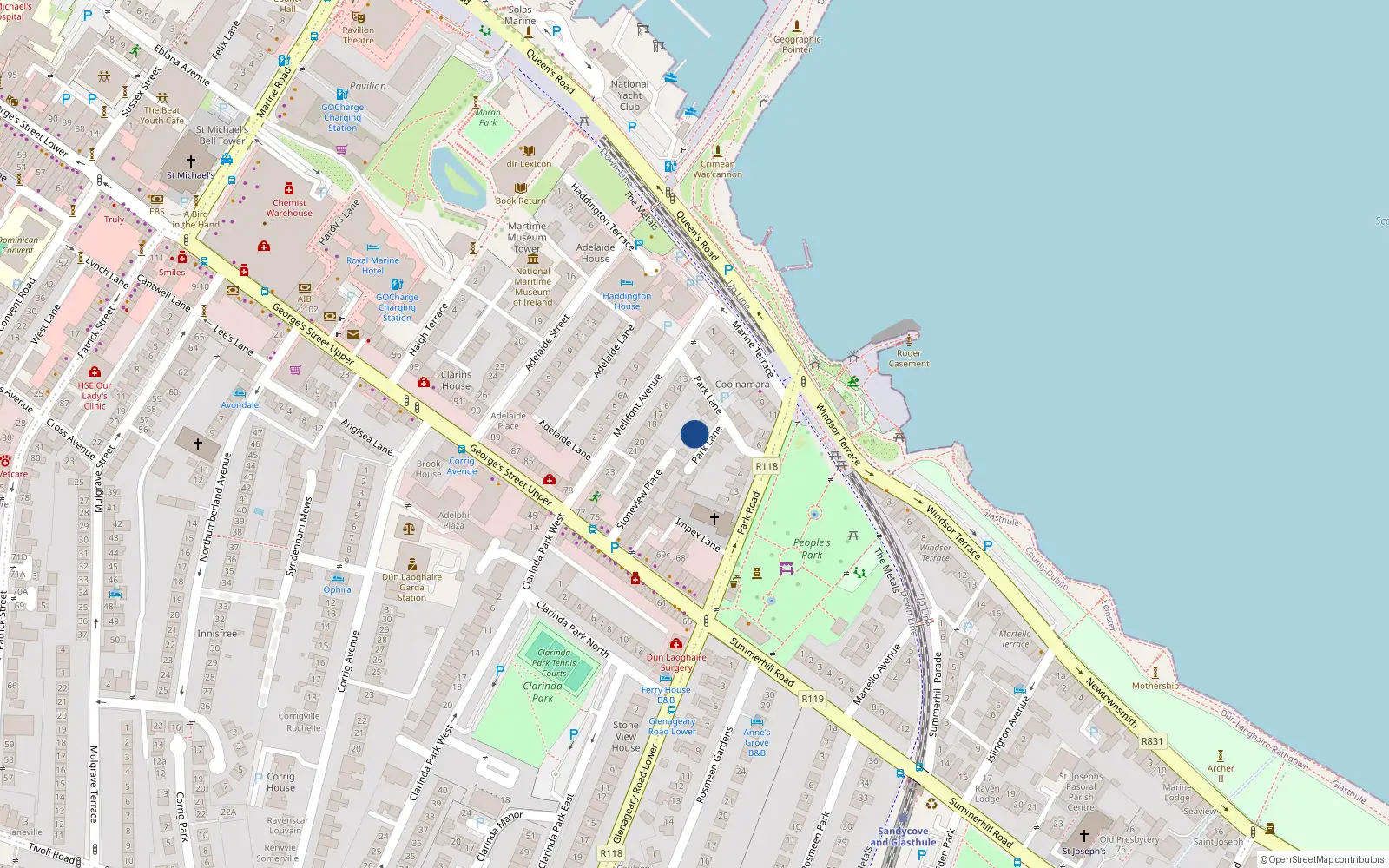 Overhead map showing the location of 8 Park Lane, Dublin