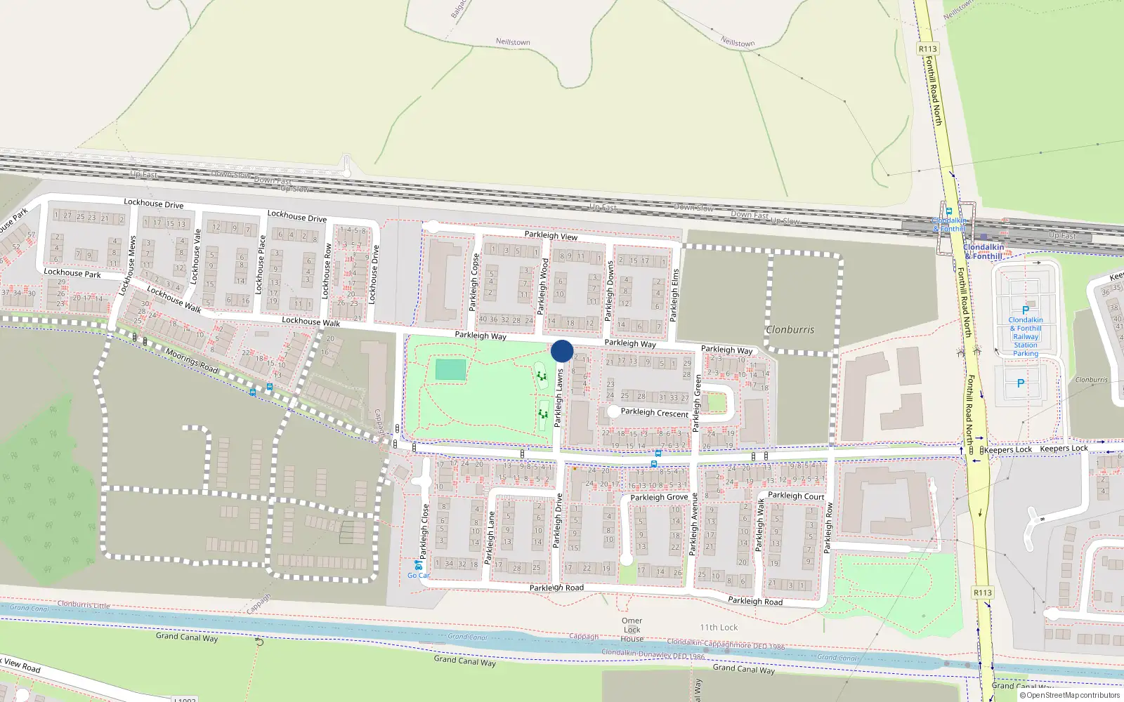 Overhead map showing the location of 8 Parkleigh Lawns, Lucan