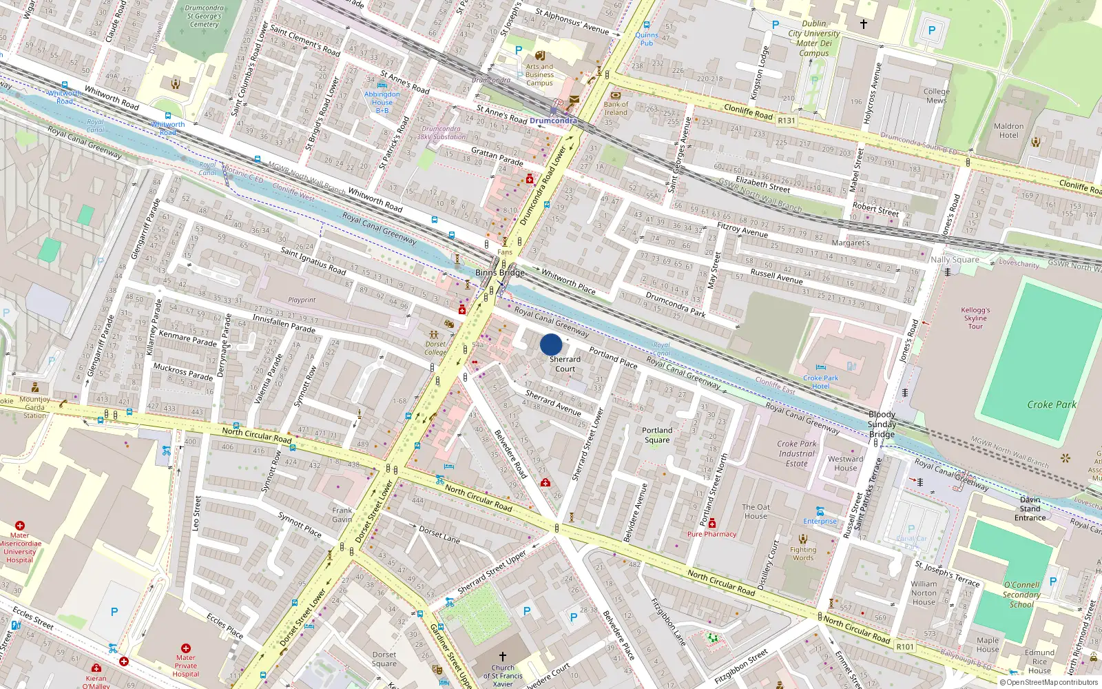 Overhead map showing the location of 8 Portland Place, Dublin 1