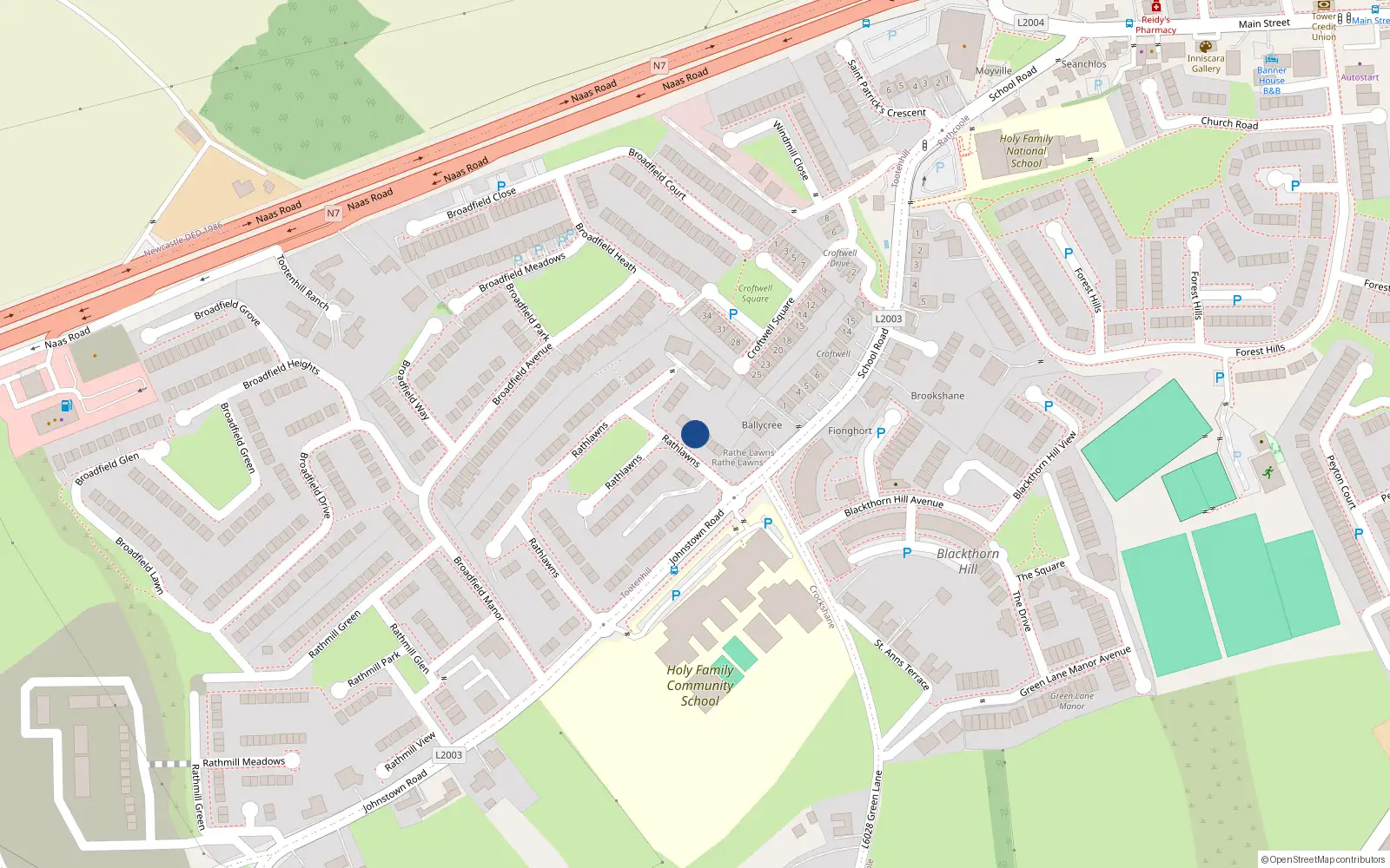 Overhead map showing the location of 8 Rathlawns, Rathcoole