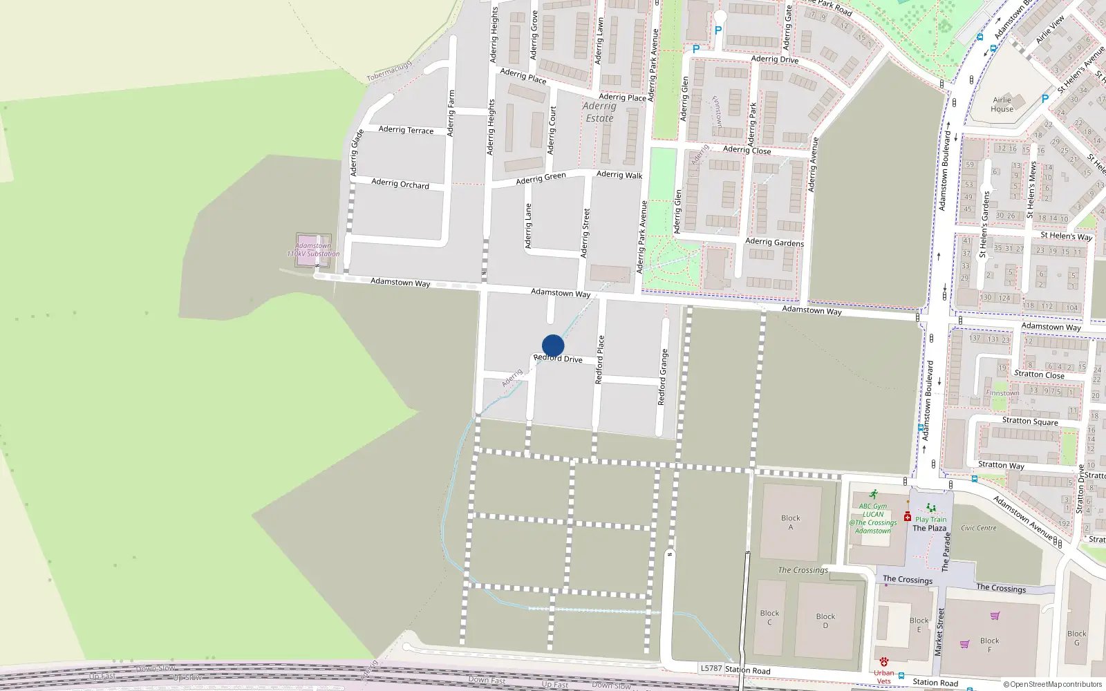 Overhead map showing the location of 8 Redford Drive, Lucan