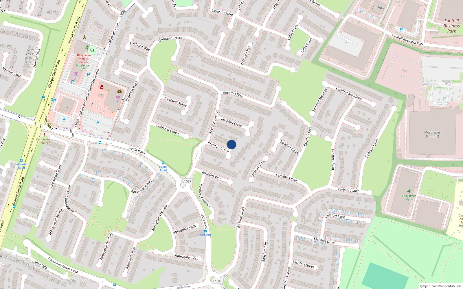 Overhead map showing the location of 8 Rochfort Grove, Lucan