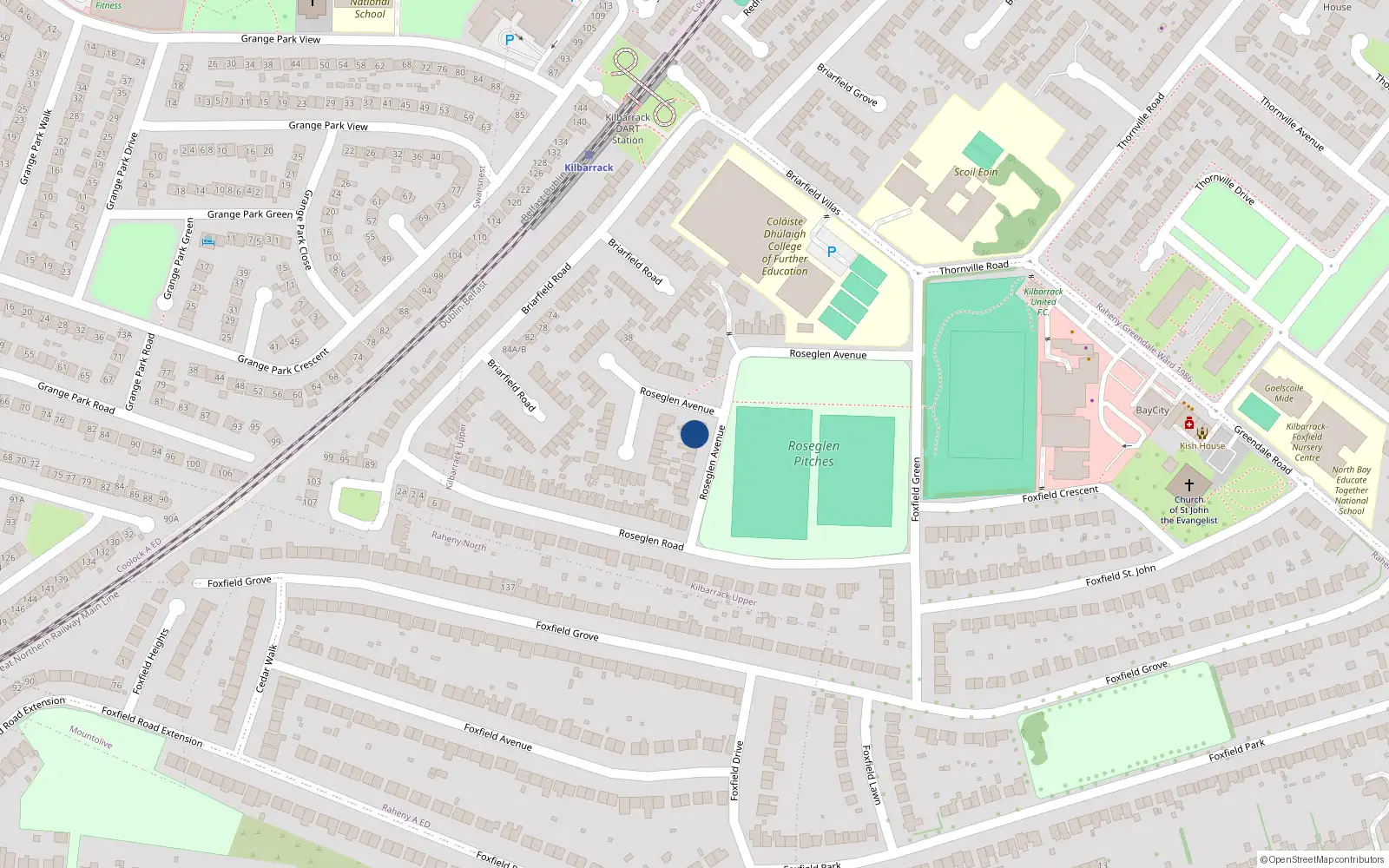 Overhead map showing the location of 8, 8 Roseglen Avenue, Dublin 5