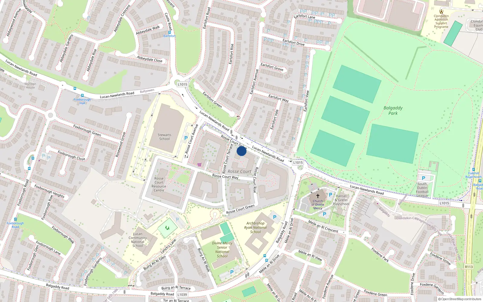 Overhead map showing the location of 8 Rosse Court Grove, Lucan
