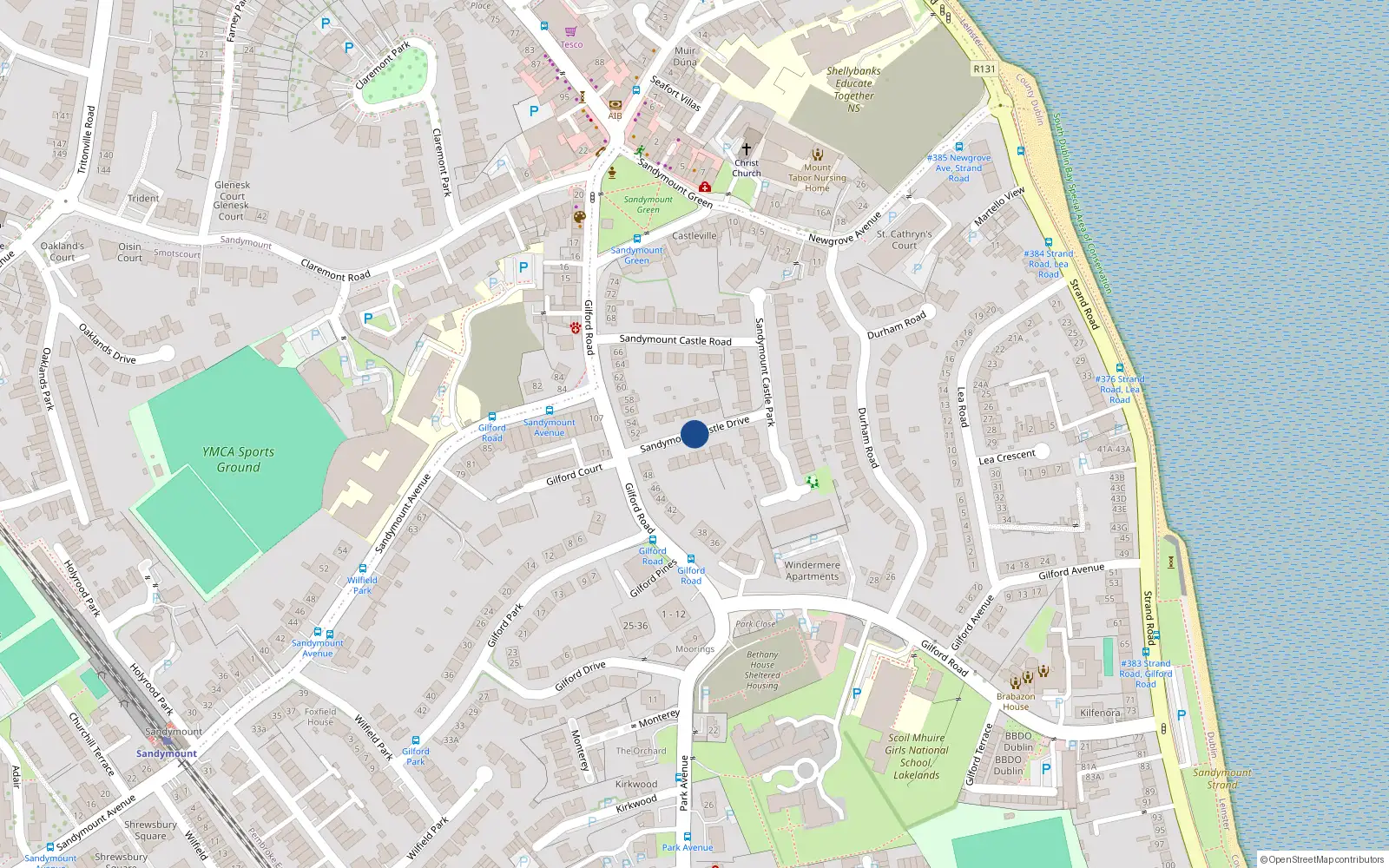 Overhead map showing the location of 8 Sandymount Castle Drive, Sandymount