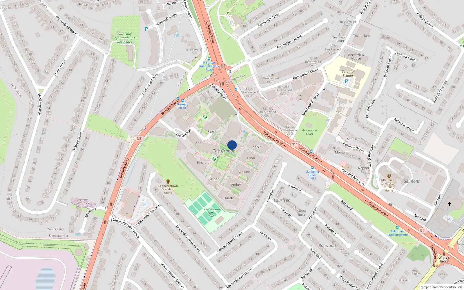 Overhead map showing the location of 8 Sapphire, 1 Brewery Road, Stillorgan