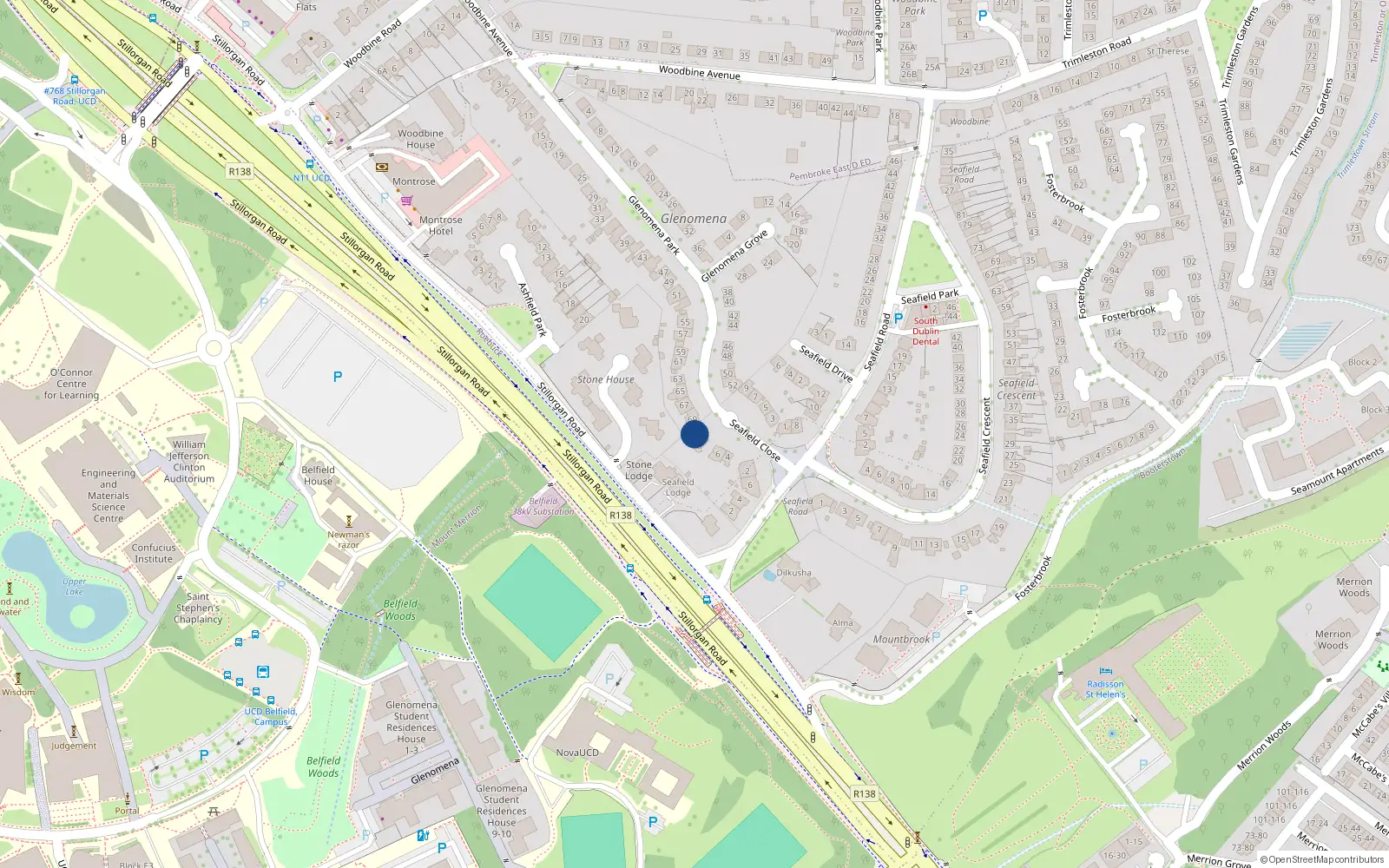 Overhead map showing the location of 8 Seafield Close, Blackrock