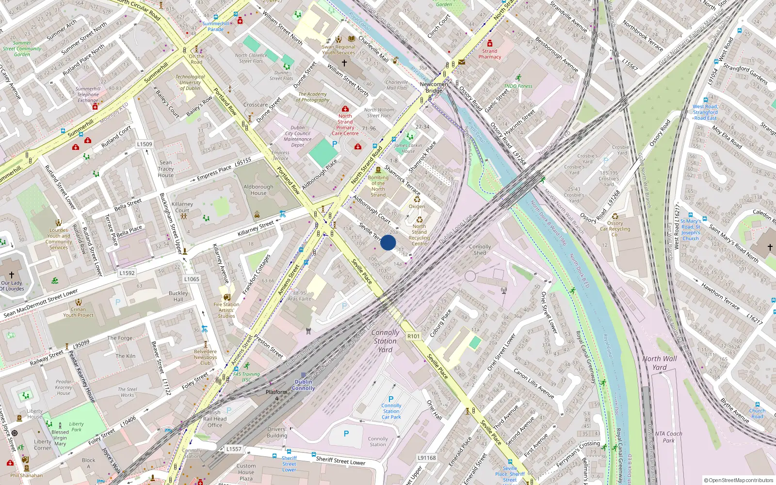 Overhead map showing the location of 8 Seville Terrace, North Strand, Dublin 3