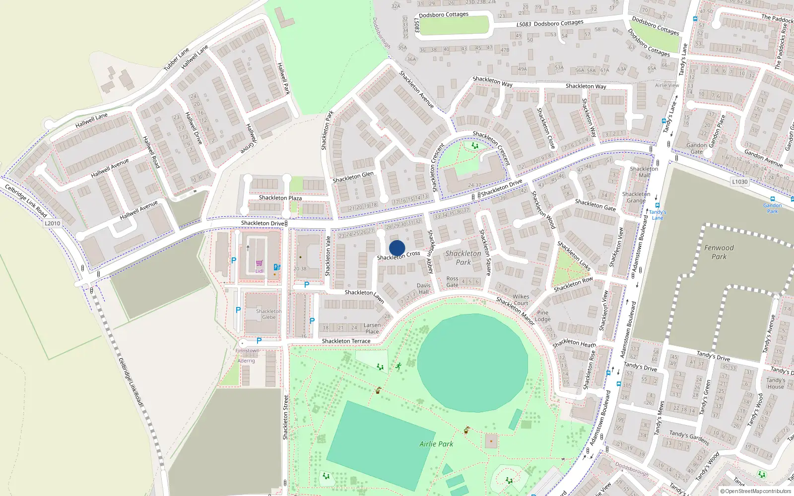 Overhead map showing the location of 8 Shackleton Cross, Lucan
