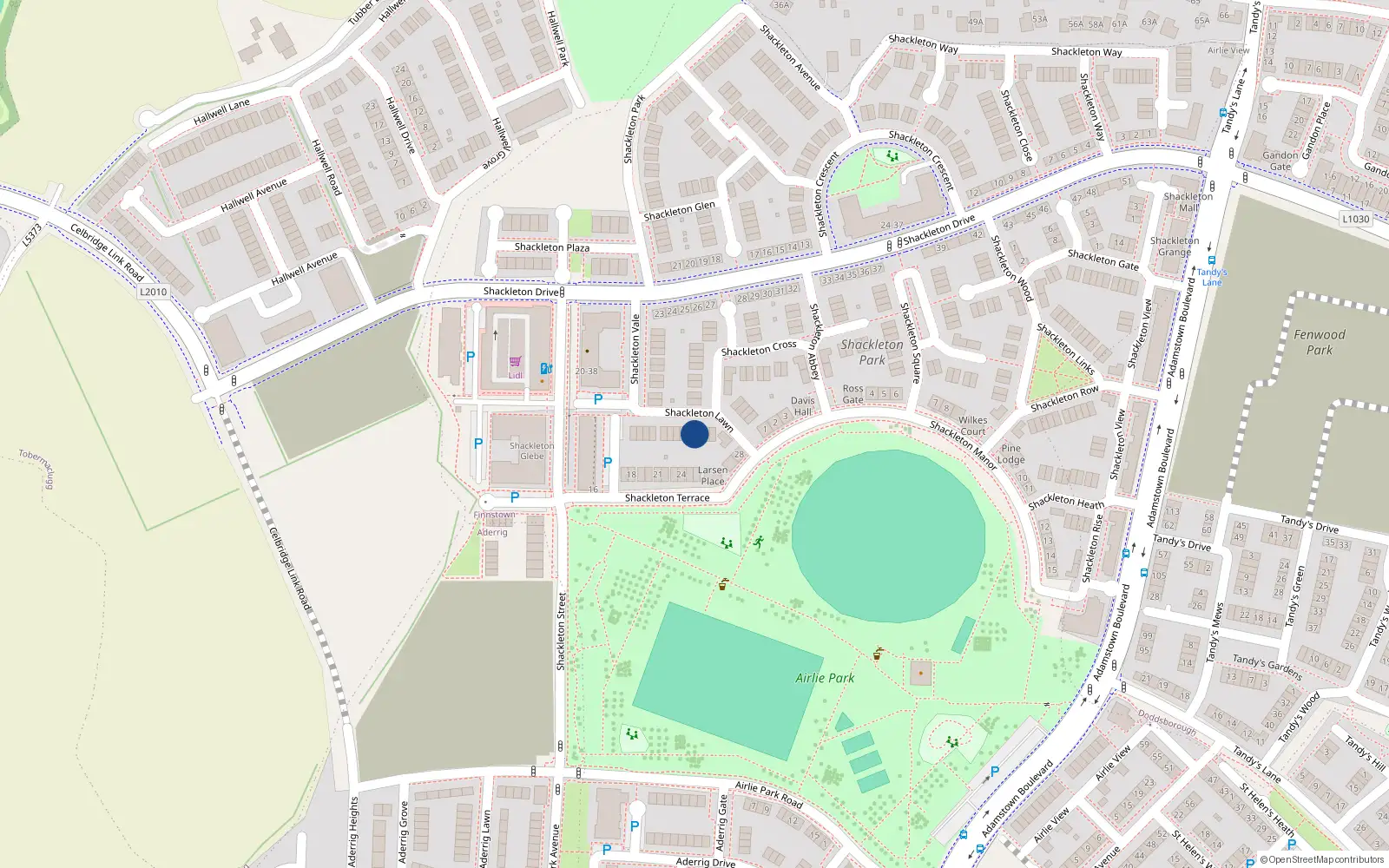 Overhead map showing the location of 8 Shackleton Lawn, Lucan