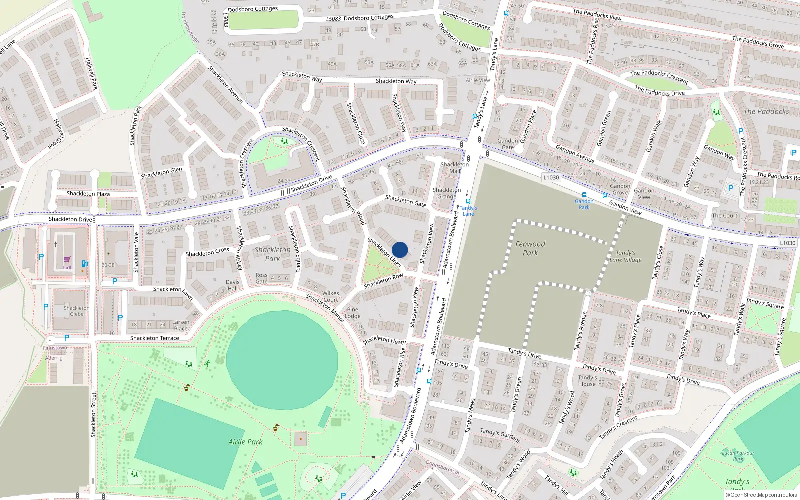 Overhead map showing the location of 8 Shackleton Links, Lucan