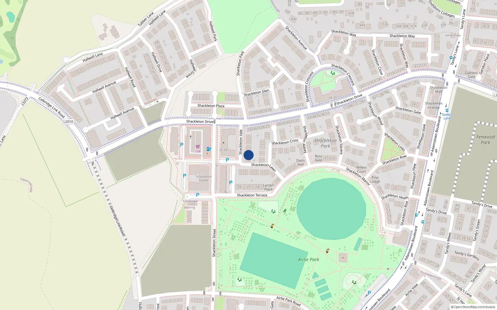 Overhead map showing the location of 8 Shackleton Vale, Lucan
