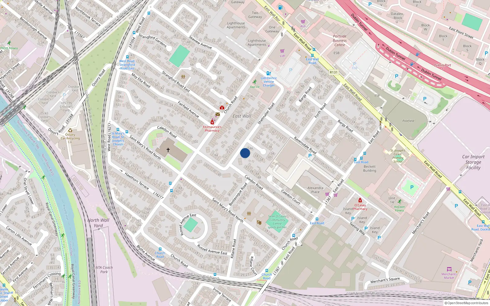 Overhead map showing the location of 8 Shelmalier Road, Dublin 3
