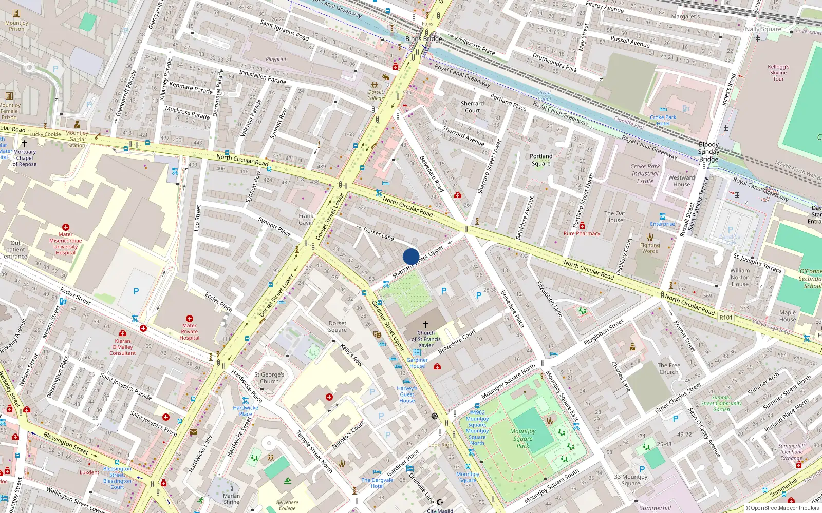 Overhead map showing the location of 8 Sherrard Street Upper, Dublin 1
