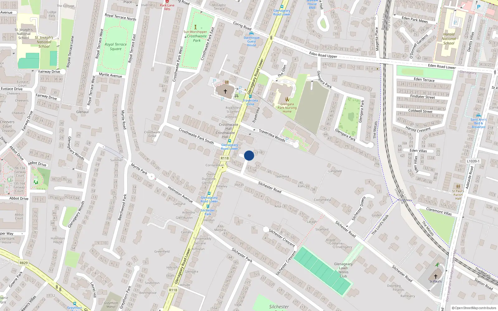 Overhead map showing the location of 8 Silchester Court, Dublin